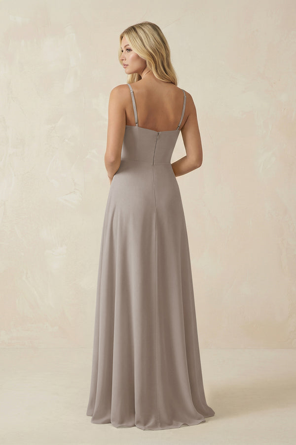 Frost Spaghetti Strap Chiffon A-Line Bridesmaid Dress (2) | KISSBRIDAL