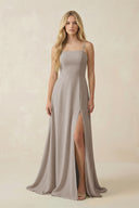 Frost Spaghetti Strap Chiffon A-Line Bridesmaid Dress | KISSBRIDAL