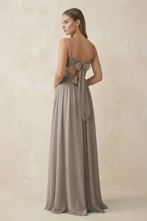 Frost Spaghetti Strap Pleated A-Line Chiffon Bridesmaid Dress (2) | KISSBRIDAL