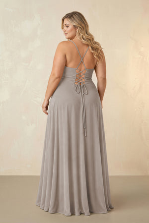 Frost Spaghetti Straps Chiffon A-Line Bridesmaid Dress (2) [sizeplus] | KISSBRIDAL