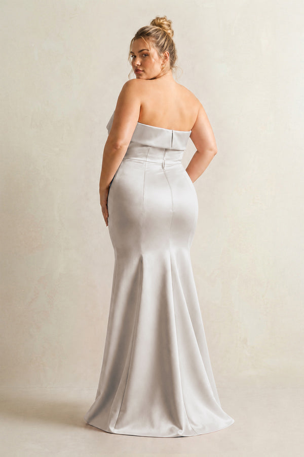 Frost Strapless Satin Mermaid Bridesmaid Dress (2) [sizeplus] | KISSBRIDAL