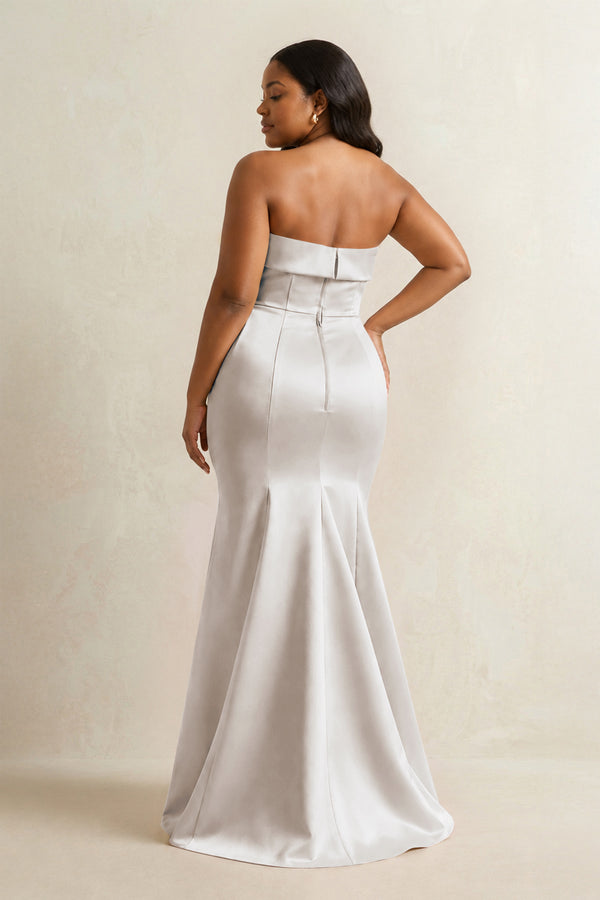 Frost Strapless Satin Mermaid Bridesmaid Dress (4) [sizeplus] | KISSBRIDAL