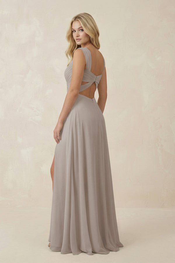 Frost Sweetheart A-Line Chiffon Long Bridesmaid Dress (2) | KISSBRIDAL