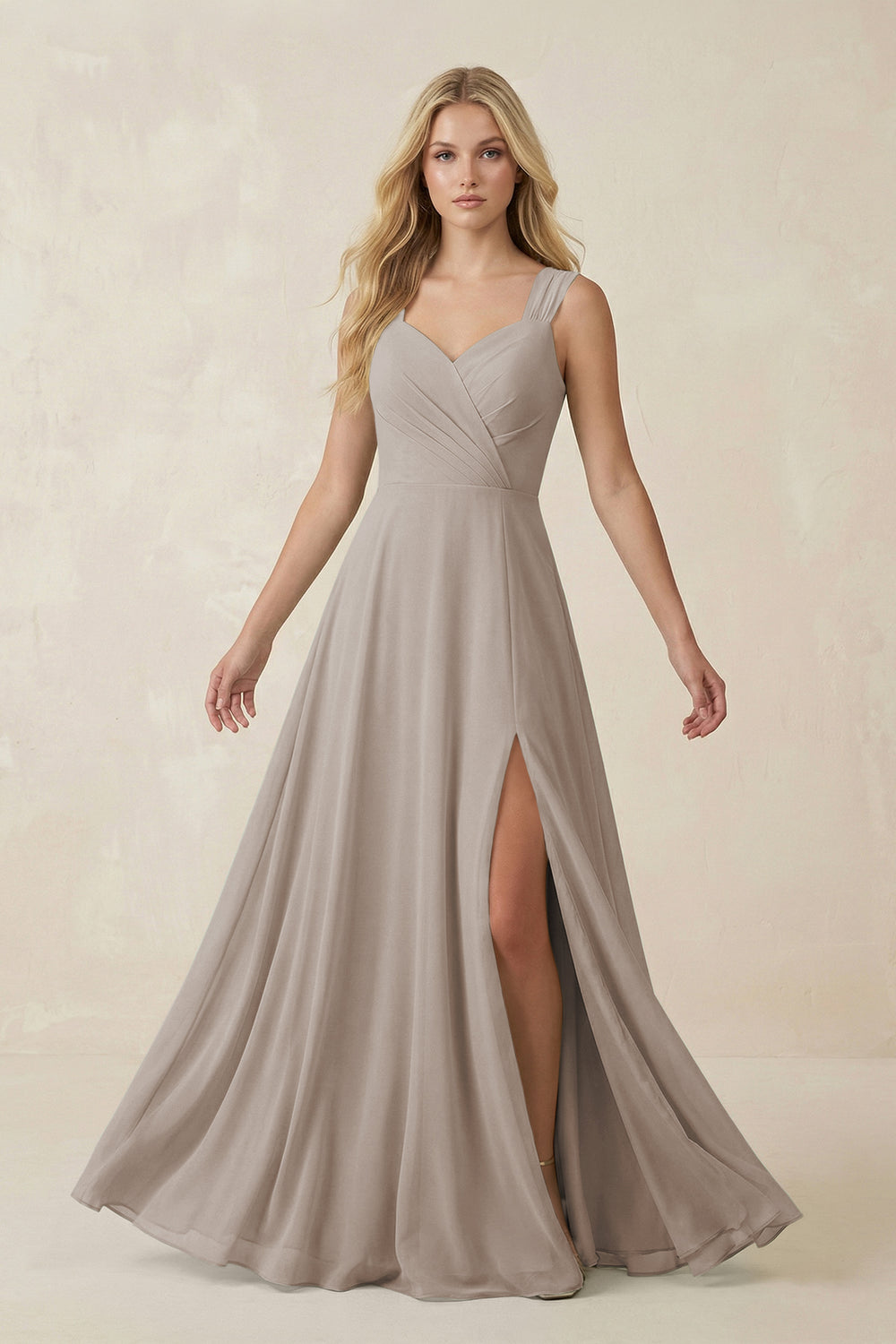 Sweetheart A-Line Chiffon Long Bridesmaid Dress in Frost