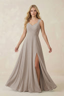 Frost Sweetheart A-Line Chiffon Long Bridesmaid Dress | KISSBRIDAL