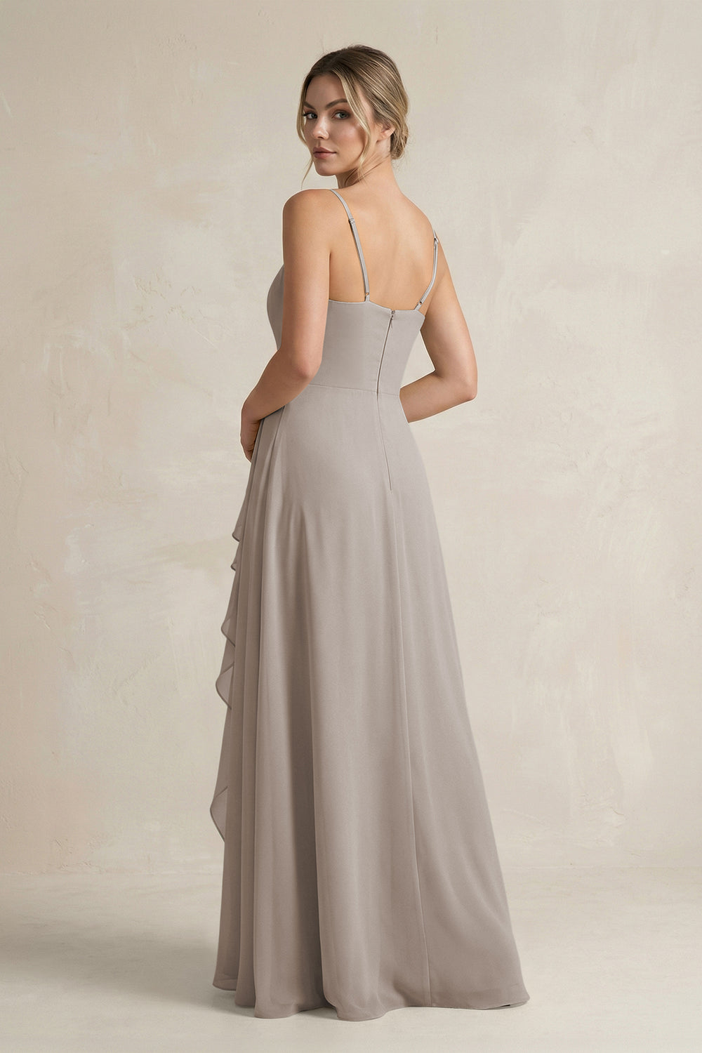 Sweetheart Ruffled A-Line Chiffon Bridesmaid Dress with Slit in Frost