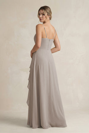 Frost Sweetheart Ruffled A-Line Chiffon Bridesmaid Dress with Slit (2) | KISSBRIDAL