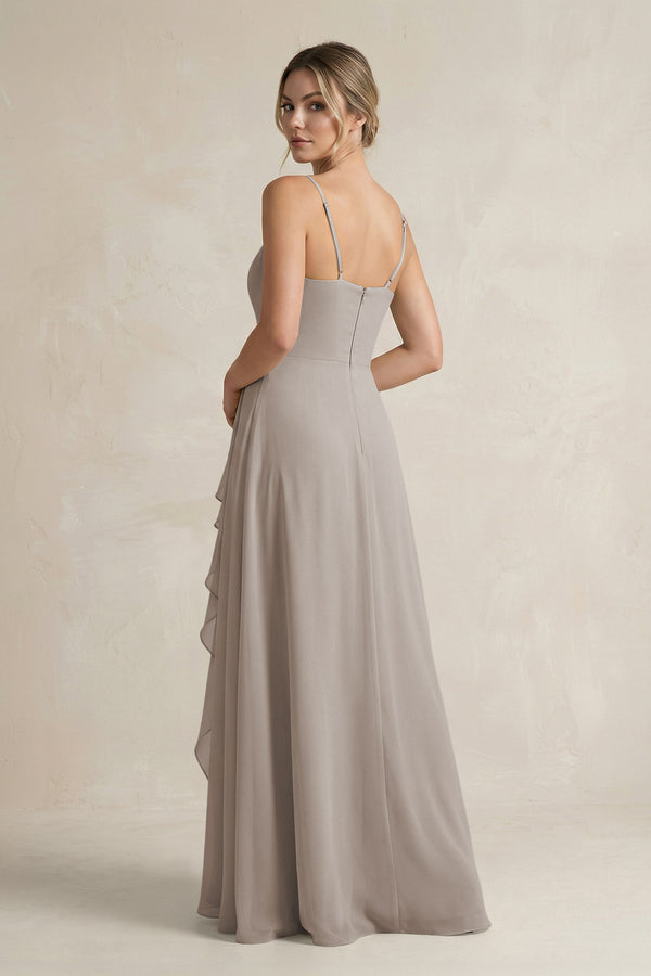 Frost Sweetheart Ruffled A-Line Chiffon Bridesmaid Dress with Slit (2) | KISSBRIDAL