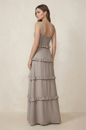 Frost Sweetheart Tiered A-Line Chiffon Bridesmaid Dress (2) | KISSBRIDAL