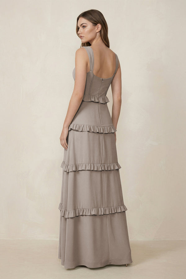 Frost Sweetheart Tiered A-Line Chiffon Bridesmaid Dress (2) | KISSBRIDAL