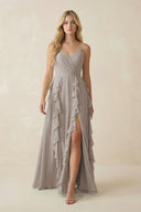 Frost Tiered Ruffle A-Line Chiffon Bridesmaid Dress | KISSBRIDAL