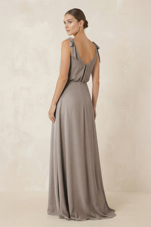 Frost V-Neck A-Line Chiffon Bridesmaid Dress (2) | KISSBRIDAL