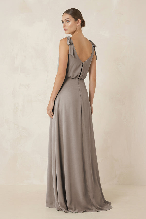 Frost V-Neck A-Line Chiffon Bridesmaid Dress (2) | KISSBRIDAL