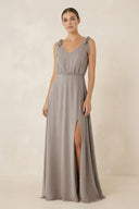 Frost V-Neck A-Line Chiffon Bridesmaid Dress | KISSBRIDAL