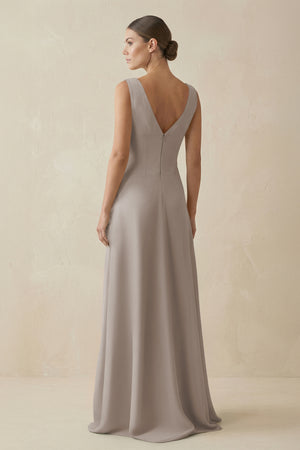 Frost V-Neck A-Line Chiffon Ruffled Bridesmaid Dress (2) | KISSBRIDAL