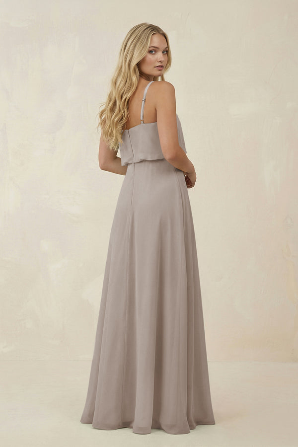 Frost V-Neck Blouson A-Line Chiffon Bridesmaid Dress (2) | KISSBRIDAL