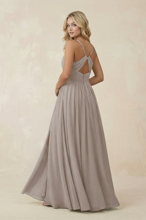 Frost V-Neck Spaghetti Strap A-Line Chiffon Bridesmaid Dress (2) | KISSBRIDAL