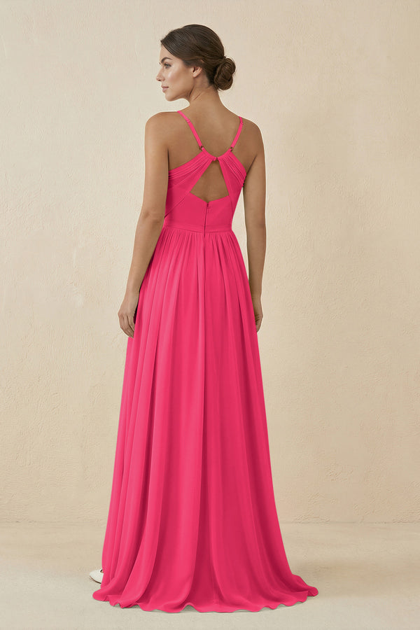 Fuchsia Sweetheart A-Line Chiffon Bridesmaid Dress (2) | KISSBRIDAL