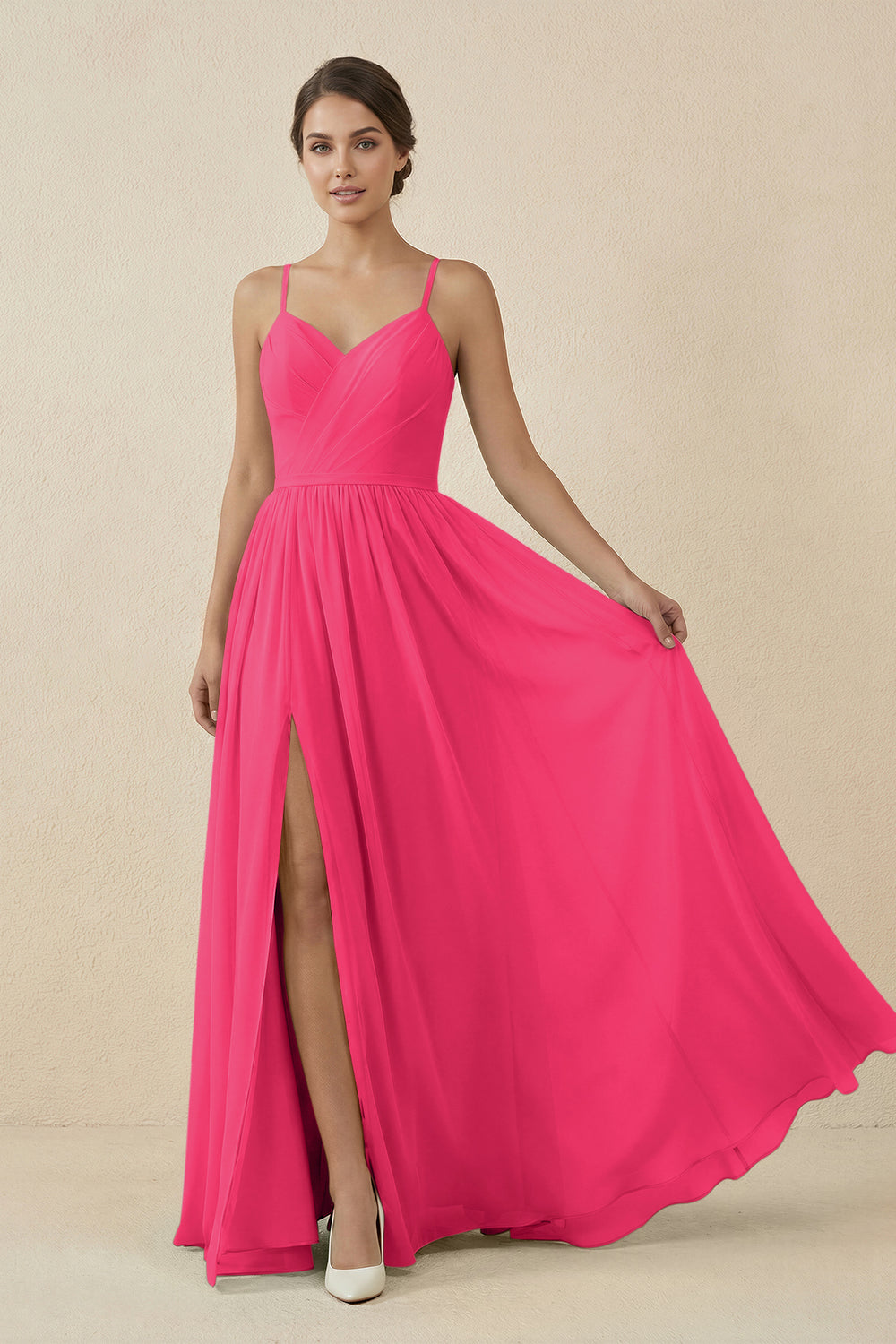 Sweetheart A-Line Chiffon Bridesmaid Dress in Fuchsia