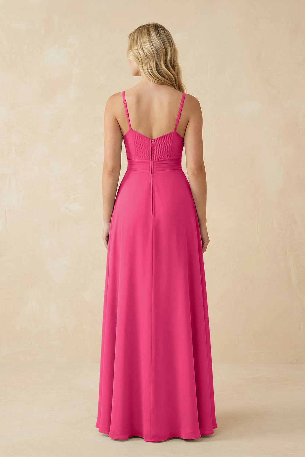 Sweetheart A-Line Pleated Chiffon Bridesmaid Dress in Fuchsia