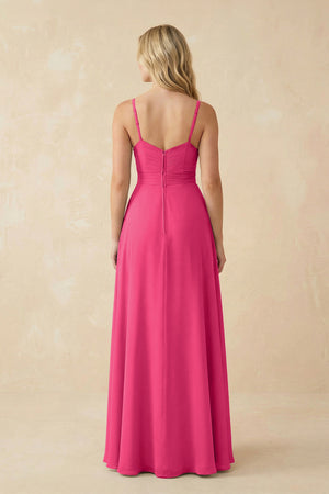 Fuchsia Sweetheart A-Line Pleated Chiffon Bridesmaid Dress (2) | KISSBRIDAL