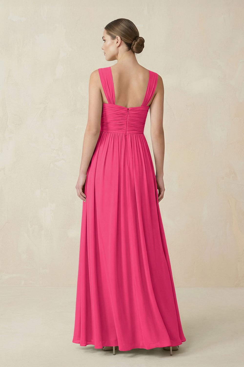 Sweetheart Pleated Chiffon A-Line Bridesmaid Dress in Fuchsia