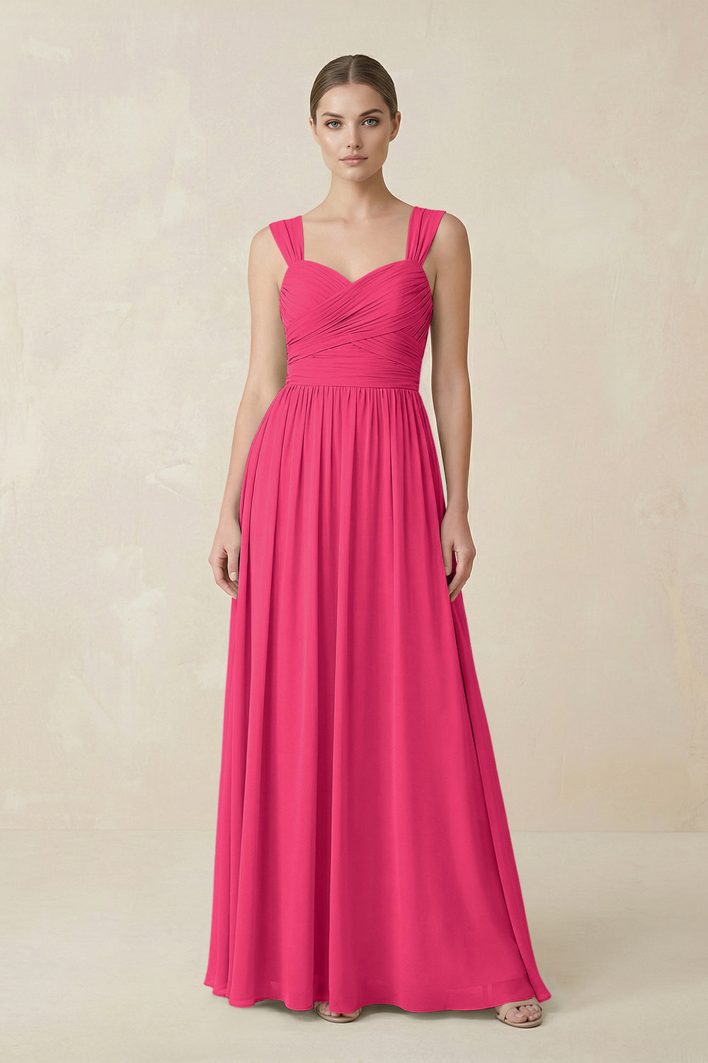 Sweetheart Pleated Chiffon A-Line Bridesmaid Dress in Fuchsia