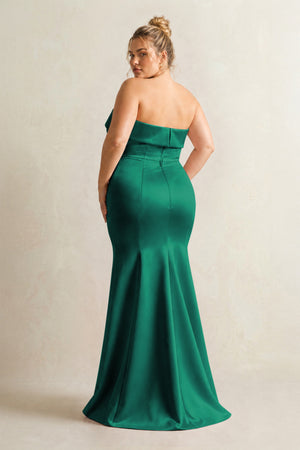 Green Strapless Satin Mermaid Bridesmaid Dress (2) [sizeplus] | KISSBRIDAL