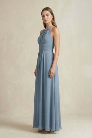 Halter A - Line Chiffon Ankle - Length Bridesmaid Dress - SHE IS ME Bridesmaid Dresses