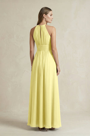 Halter A - Line Chiffon Ankle - Length Bridesmaid Dress in Buttercup - SHE IS ME Bridesmaid Dresses