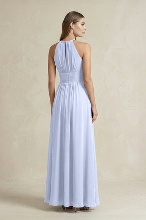 Halter A - Line Chiffon Ankle - Length Bridesmaid Dress in Ice - SHE IS ME Bridesmaid Dresses