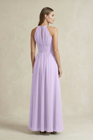 Halter A - Line Chiffon Ankle - Length Bridesmaid Dress in Lavender - SHE IS ME Bridesmaid Dresses