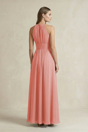 Halter A - Line Chiffon Ankle - Length Bridesmaid Dress in Mulberry - SHE IS ME Bridesmaid Dresses