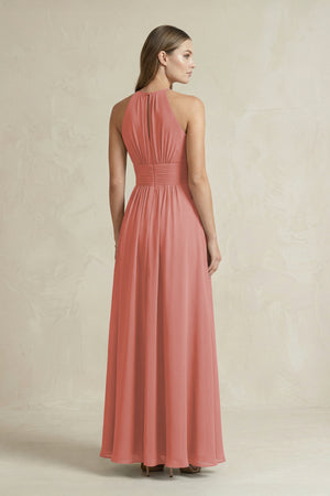 Halter A-Line Chiffon Ankle-Length Bridesmaid Dress in Mulberry (2) | KISSBRIDAL