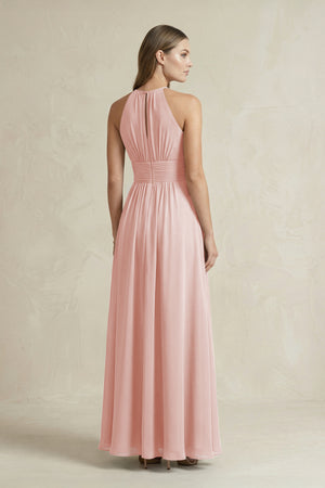 Halter A-Line Chiffon Ankle-Length Bridesmaid Dress in Rose Petal (2) | KISSBRIDAL