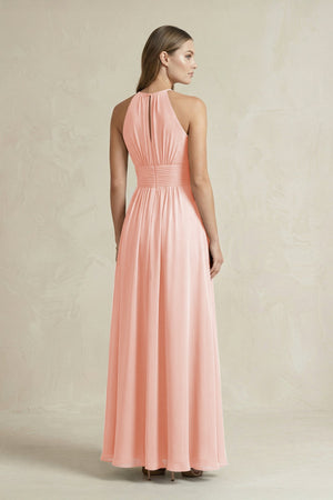 Halter A - Line Chiffon Ankle - Length Bridesmaid Dress in Rose Petal - SHE IS ME Bridesmaid Dresses