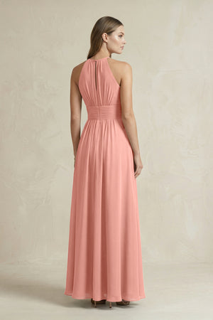 Halter A-Line Chiffon Ankle-Length Bridesmaid Dress in Rosette (2) | KISSBRIDAL