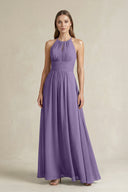 Halter A-Line Chiffon Ankle-Length Bridesmaid Dress in Tahiti | KISSBRIDAL