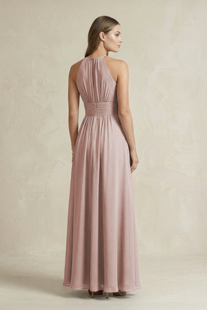 Halter A-Line Chiffon Ankle-Length Bridesmaid Dress in Toffee (2) | KISSBRIDAL