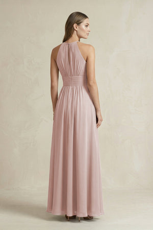 Halter A - Line Chiffon Ankle - Length Bridesmaid Dress in Toffee - SHE IS ME Bridesmaid Dresses