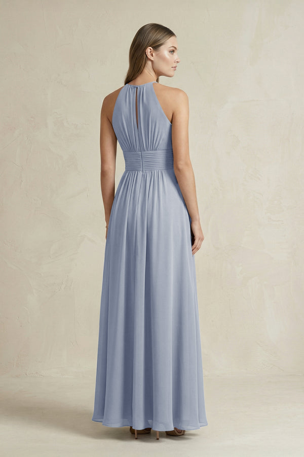 Halter A - Line Chiffon Ankle - Length Bridesmaid Dress in Twilight - SHE IS ME Bridesmaid Dresses