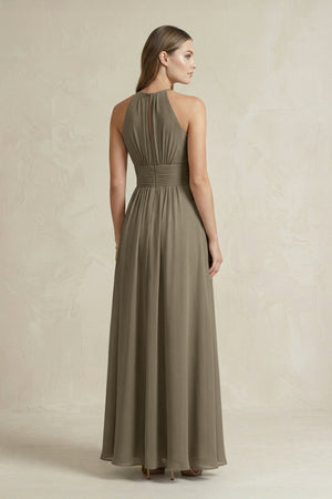 Halter A - Line Chiffon Ankle - Length Bridesmaid Dress in Willow Green - SHE IS ME Bridesmaid Dresses