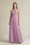 Halter A - Line Chiffon Ankle - Length Bridesmaid Dress in Wisteria - SHE IS ME Bridesmaid Dresses