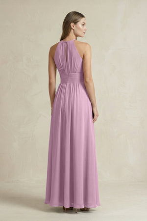 Halter A - Line Chiffon Ankle - Length Bridesmaid Dress in Wisteria - SHE IS ME Bridesmaid Dresses