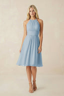 Halter A - Line Chiffon Midi Bridesmaid Dress - SHE IS ME Bridesmaid Dresses