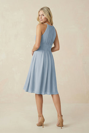 Halter A - Line Chiffon Midi Bridesmaid Dress - SHE IS ME Bridesmaid Dresses