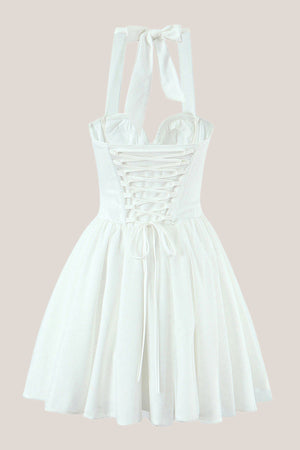 Halter A-Line Corset Mini Dress in White– SHE IS ME Dresses