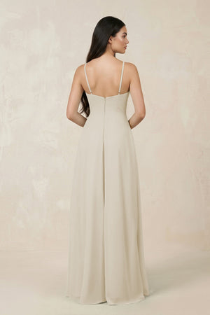 Halter Chiffon A - Line Bridesmaid Dress With Slit in Dove Gray - KISS BRIDAL Bridesmaid Dresses