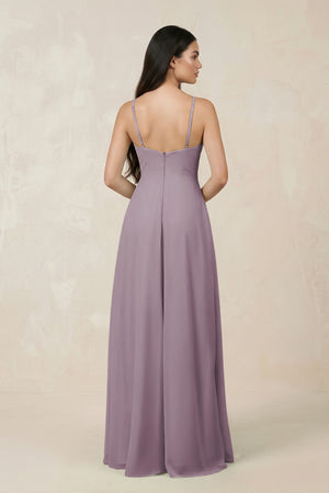 Halter Chiffon A - Line Bridesmaid Dress With Slit in Dusk - KISS BRIDAL Bridesmaid Dresses