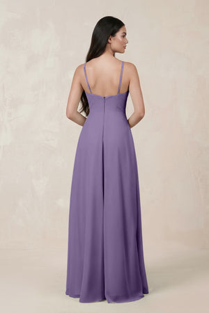 Halter Chiffon A - Line Bridesmaid Dress With Slit in Tahiti - KISS BRIDAL Bridesmaid Dresses